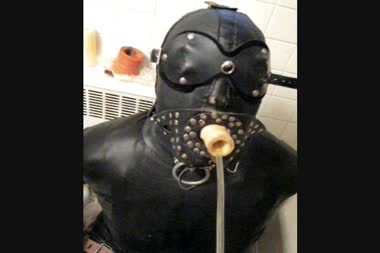Bound To Swallow In The Bathroom - Vanessa fetish is bound, gagged, hooded, and blindfolded in the bathroom, awaiting "punishment" from princess, who comes in, does her biz in a funnel, which goes into vanessa's gag... Who must ***** it down!  But wait... There is more! Princess pours a huge lot of cum into the funnel... And she must then take that down!