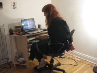 Bound Trans Secretary - Vanessa is bound at work... Because she was caught watching porn on the computer... So now she is stuck bound and gagged to watch it!