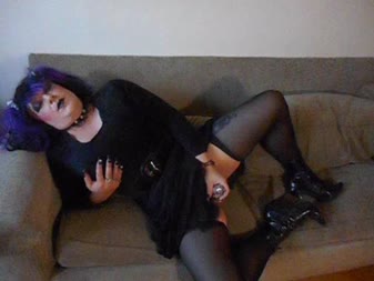 Naughty Goth Sissy Chastity  Masturbation - Sissy chastity is dressed goth, in chastity, and with long black nails. She gets herself all hot and bothered in chastity, then sneakily unlocks it and masturbates for you