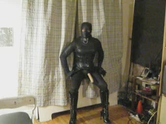 Hooded Shemale Strapon Masturbation Instruction