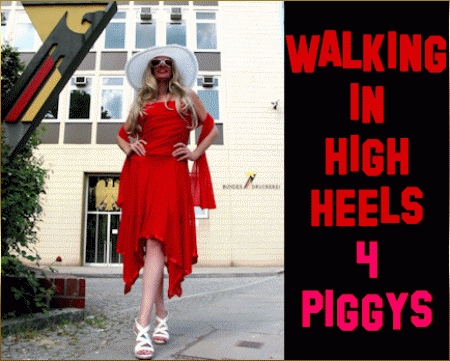 Walking In High Heels In Public - Princess parade with painted polka-dot fetish long toenails and sandal high heels. Walking in park on dusty tracks, walking on even and uneven cobbled paths, walking on grassy knolls for my piggy trolls. Footsteps in full sound.