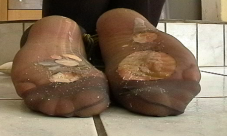 Nylon Waxed Feet - Feet are heated with candles burning through nylon stockings, wax is poured over the sensitive soles, then beaten with kitchen utensil.

then more hot wax is poured over the soles, making them orgasm.