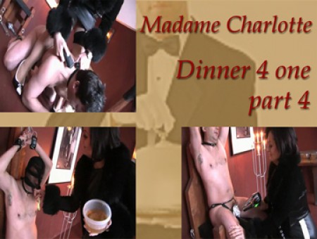 Dinner For One  Part Iv - Dinner 4 one (part4)
madame enjoys torturing the slave to the full. She puts aluminum foil around his balls and heats it up with a blow dryer! The next disgust training already follows: madame has mixed her champagne together with gelatine to a delicious jelly pudding. "bon appetit, slave!"

madame findet immer greren gefallen daran, den sklaven zu traktieren. Sie legt alufolie um hoden und erhitzt diese mit einem fn! Schon folgt das nchste ekeltraining: madame hat ihren sekt mit gelantine zu schmackhaften wackelpudding verarbeitet.Guten appetit, sklave!