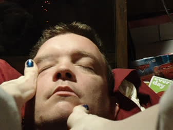 Faceplay 1 - Heres rubie bored out of her mind. She decided to take her slippers off and massage her mans face.