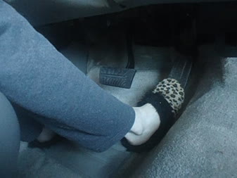 Bfs1 - Heres rubie driving around town again. This time she is in her leopard print fuzzy slippers. She was supposed to be barefoot but she claimed the pedals were too cold at the time. Enjoy!!!