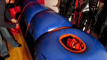 Extreme Rubber Bondage - Rubbergirl In A Straightjacket And 3 Bags For 4 Hours