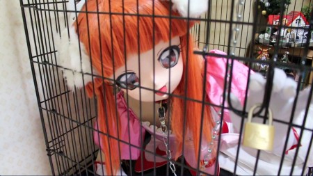 Caged Princess Lione - Kigurumi bondage series.
Princess Lione is confined in a cage.

Her head zipper and her collar is connected with a padlock.
It means that she must keep putting on the kigurumi mask.
She cant remove it herself

Her leash is pulled and she must walk like a dog.
The cage is too small to her, so she feels hard to change her position in the cage.
She has to stay in the small cage for long time.
After the light was turned off, she slept in there.
 
Genre: Kigurumi bondage